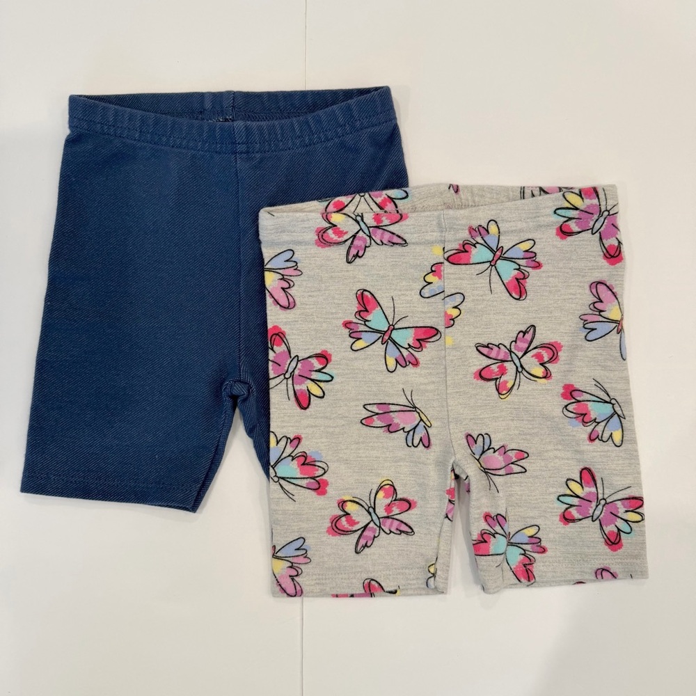 Garanimals Toddler Girls Navy and Gray Butterfly Biker Shorts Set - 3T